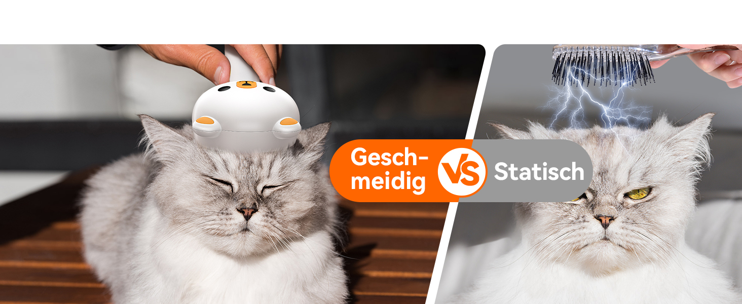 Щітка для котів FEELNEEDY з парою, USB-зарядка, для довгої та короткої шерсті, 2 швидкості, оранжева