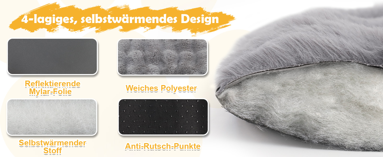 Самогріюча ковдра для котів та собак XIAPIA, фланелева, без кабелів, тепла, миється, термоковдра для котів, подушка для котів, для дому та авто, сіра, 60 x 45 см, M