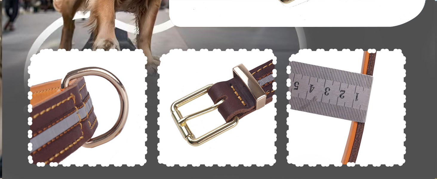 Нашийник для собак з натуральної шкіри, великих та екстра-великих порід (колір коричневий, розмір M)