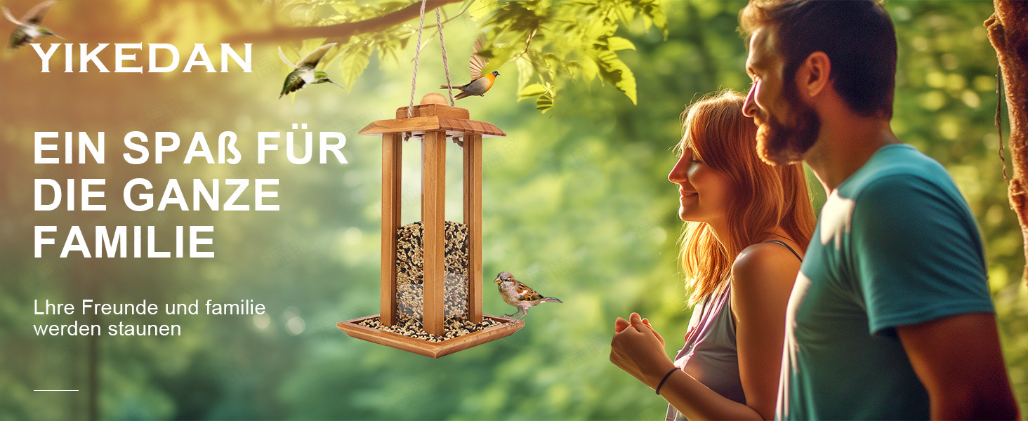 Дзеркальний годівничка для птахів YIKEDAN | Годівниця для птахів з дерева, на підвішування, вологостійка