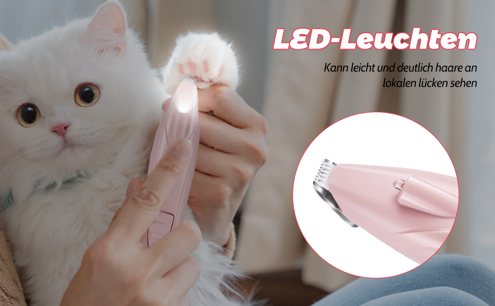 Бездротовий триммер для лап тварин, тиха машинка для собак з LED-підсвіткою, перезаряджувана для собак, котів, лап, очей, вух, обличчя, тіла, зелений