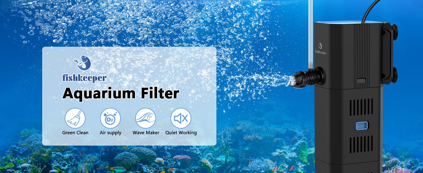 Акваріумний фільтр Fishkeeper 1000 л/год, 16W, для акваріумів 120-300 л, 4-в-1 (фільтр, аератор, помпа, губка)