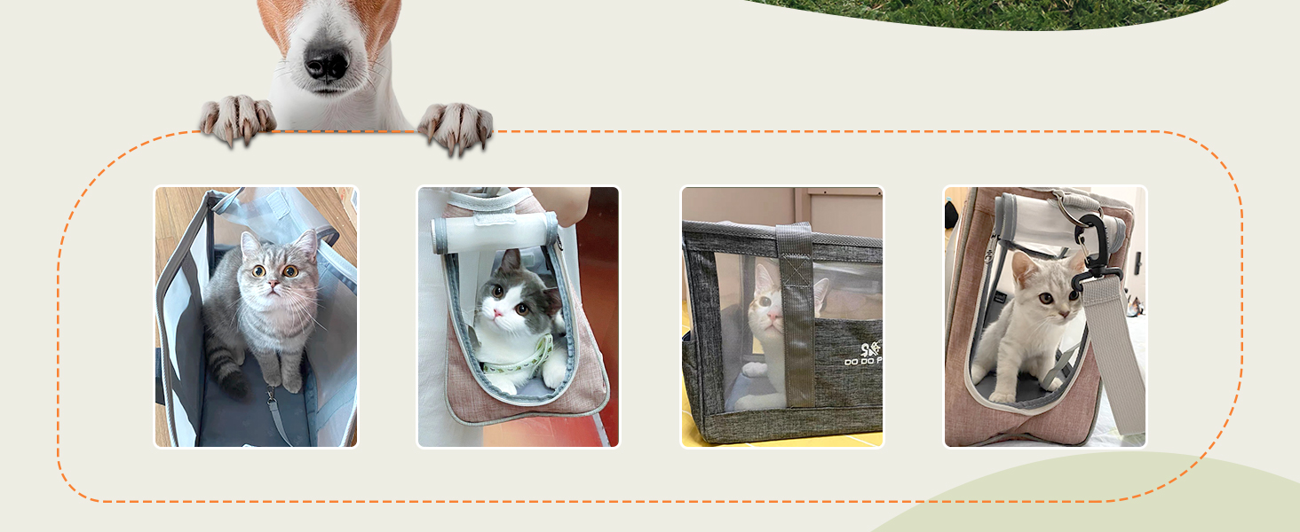 Переноска для кота та собаки ALLSOPETS: складана, дихаюча, з міцним килимком. Ідеальна для маленьких собак та котів, подорожей, кемпінгу та прогулянок. Сіра.