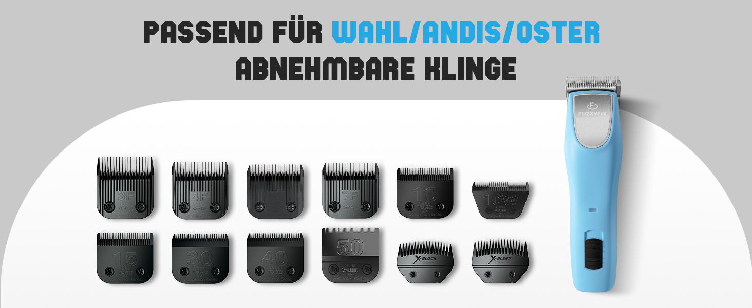 Професійна машинка для стрижки собак FuzzyFix: 2 швидкості, ергономічний дизайн, для собак та котів, стрижка густого, довгого та кучерявого хутра, блакитна