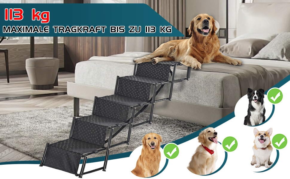 Сходинка для собак OUUTMEE 4-ступінчаста, складана, для автомобілів та SUV, до 80 кг