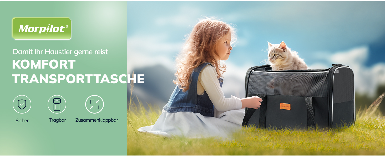 Транспортна переноска для котів та цуценят Morpilot до 5 кг, сіра, 40L, для ветеринара та подорожей