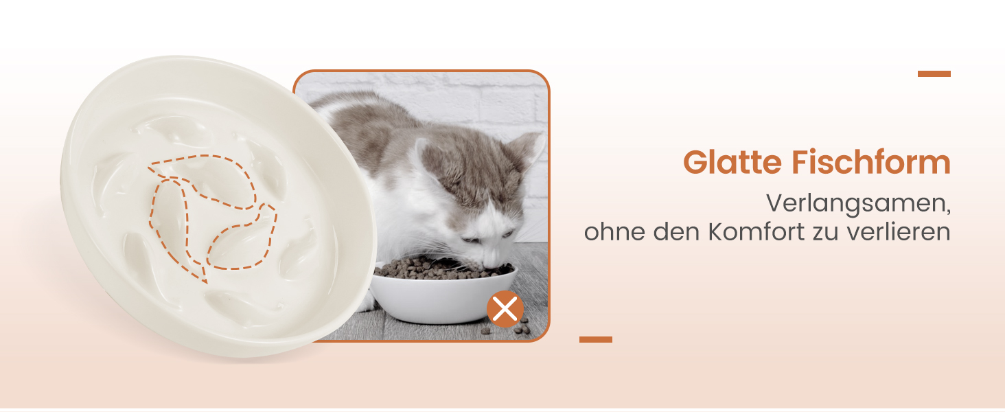 Антислизький годівниця для котів PETTOM з кераміки, повільний годівля, для котів та маленьких собак, білий