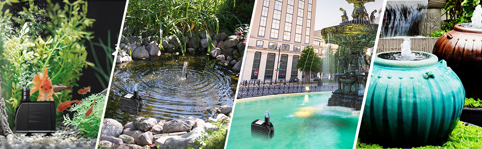 Погружний насос для ставка, фонтану, акваріума Wasserpumpe 1800 л/год, 25 Вт, 3 насадки (13/16/19 мм)