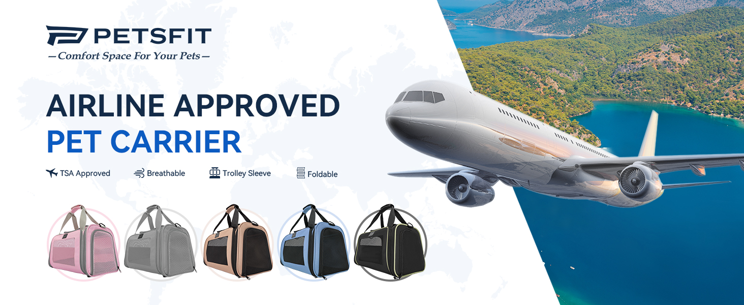 Транспортна переноска для котів та маленьких собак Petsfit, блакитна, S, з захисним ременем та розкладною підстилкою