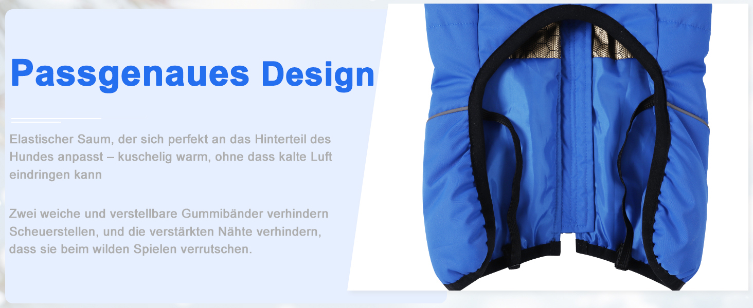 Тепла зимова куртка для собак з повним об'ємом, водонепроникна жилетка з нагрудником, підходить для цуценят, синього кольору