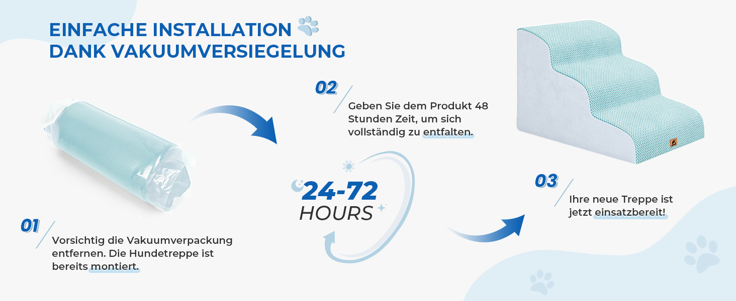 Сходинка для собак маленьких порід, 3 сходинки, 40 см, для дому, антиковзка, для котів та собак, сіра (блакитна)