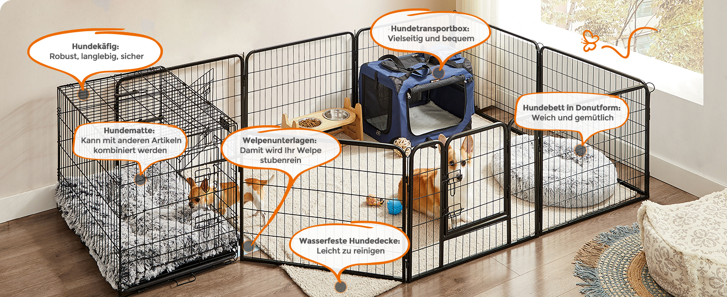 Клітка для собак Feandrea, переноска для собак XL, 81 x 58 x 58 см, з металевим каркасом та ручками, дихаюча, з кишенями