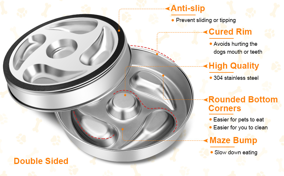 Антиблінковий набір для собак ACEONE з нержавіючої сталі 304, з силіконовим килимком, повільний годівниця для собак, великий антиблінковий набір для собак з підкладкою