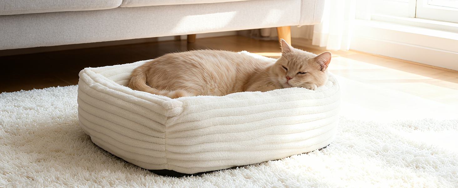 Килимок-ліжко для котів XIAPIA, 55x42x18 см, м'який, теплий, ортопедичний, білий