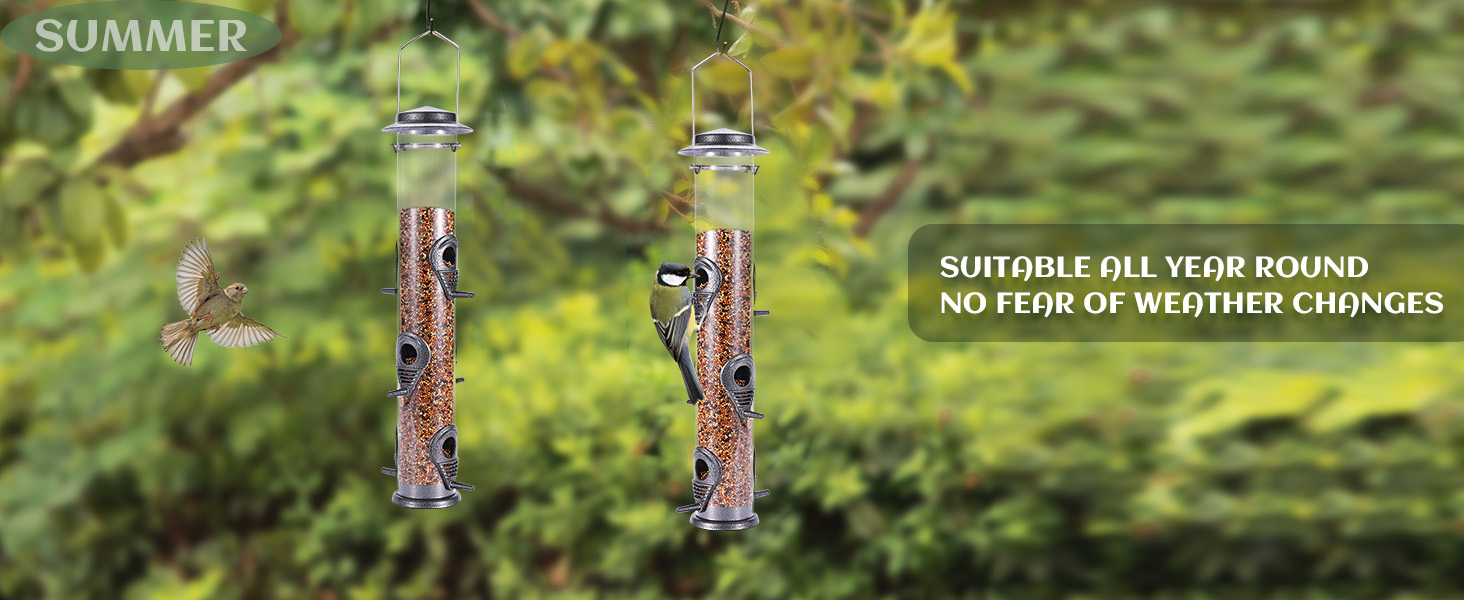 Годівниця для птахів Mixxidea з металевої труби для вулиці, 6 портів, підвісна годівниця для диких птахів