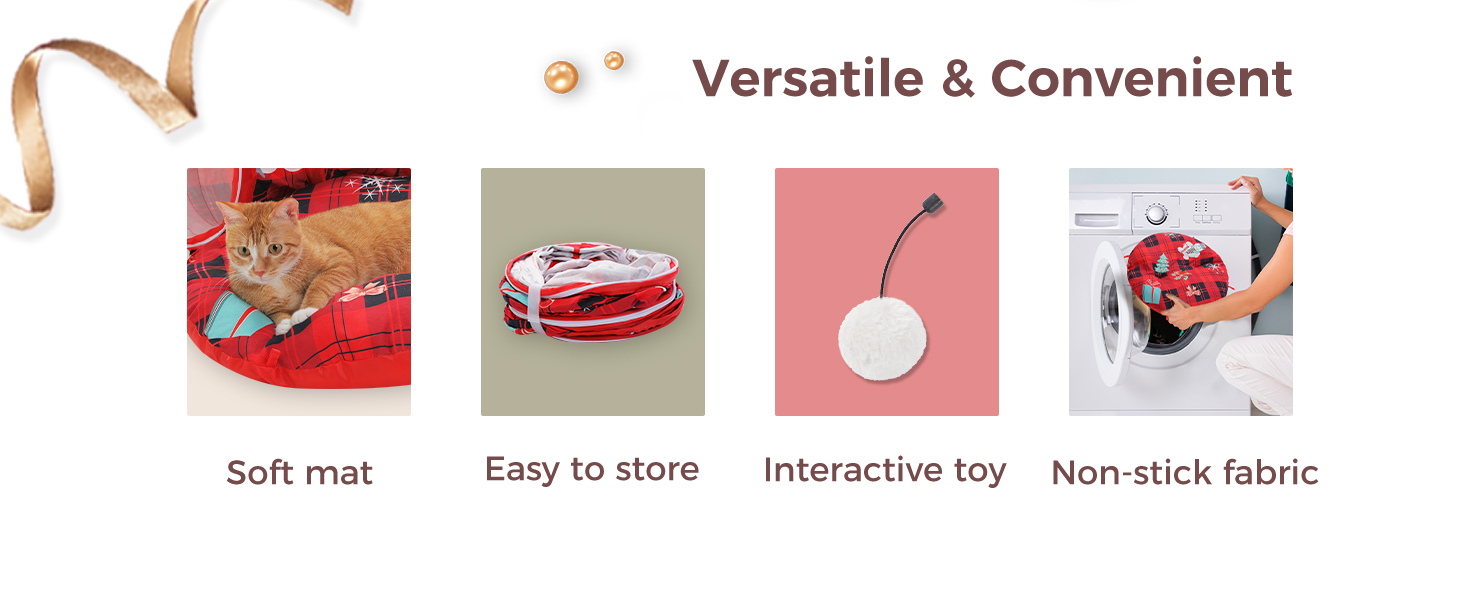 Туннель-лежанка для котів PAWZ Road з м'якою центральною матрацом та іграшками, сірий, для котів, кроликів та цуценят