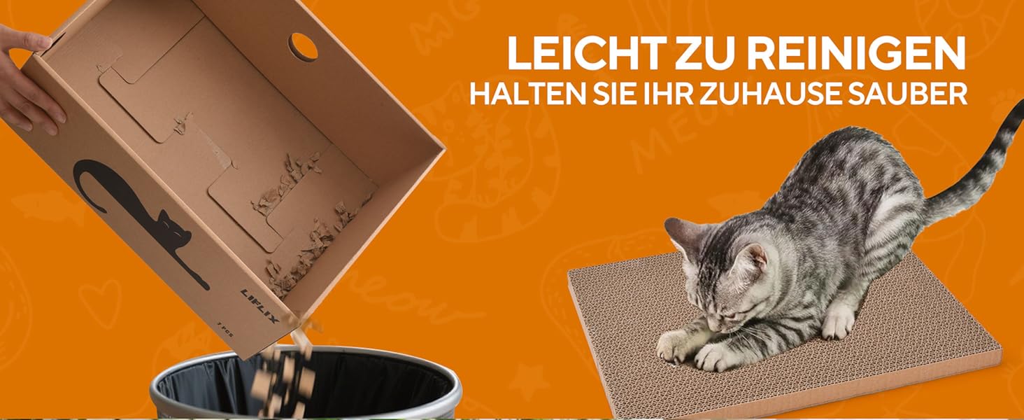 LIFLIX Дряпальня для котів з будиночком, 7 шт. з гофрокартону, міцна, 42×32×15 см