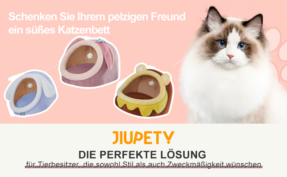 Будиночок для котів Jiupety, котяча лежанка M (38x37x32 см), кошик з нековзким дном і знімною подушкою, синій
