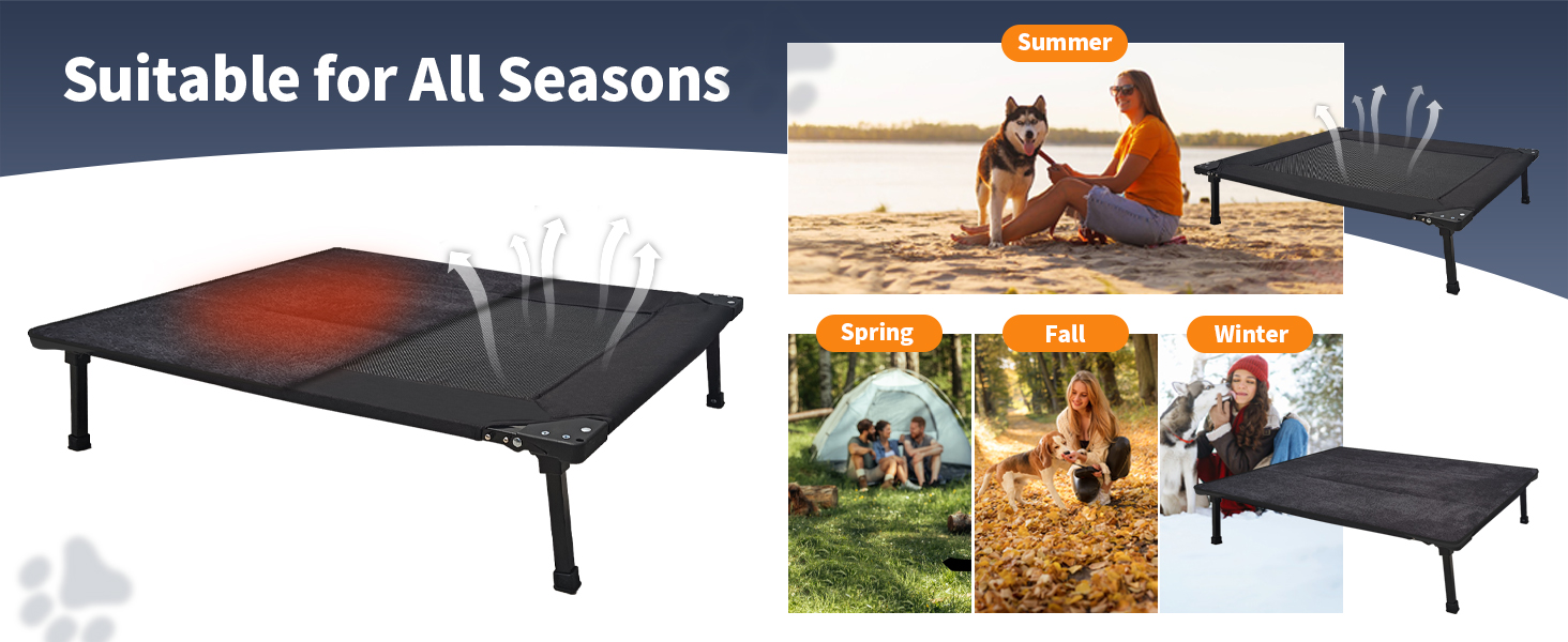 Охолоджуване ліжко для собак Pozico, складане, з металевим каркасом та дихаючою сіткою, для собак та котів, чорне, розмір L (83x66x20)