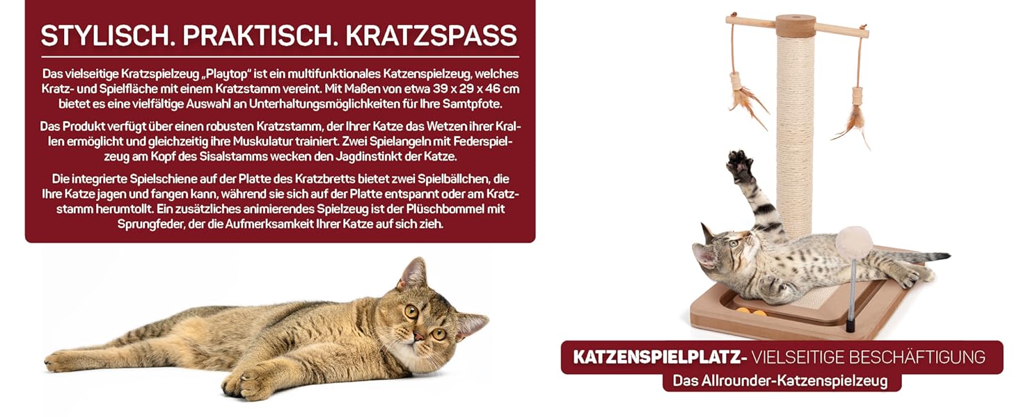 Котячий стовпчик для котів Lilly - інтерактивна іграшка для самостійних занять | 78 см | 33 x 33 x 80 см