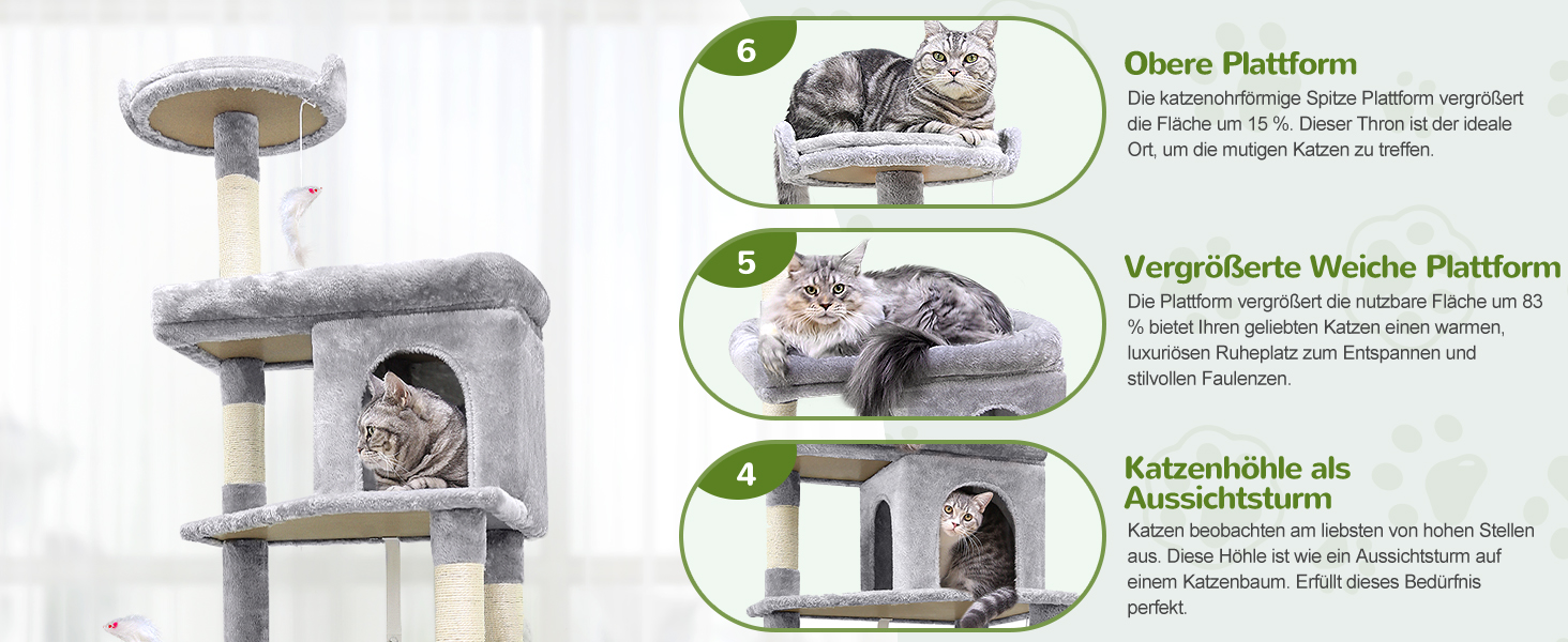 Дряпальня для котів Globlazer XXL, чорно-червона, 183 см, з будиночком, гамаком, платформами, кошиком, для великих порід (Maine Coon, BKH)