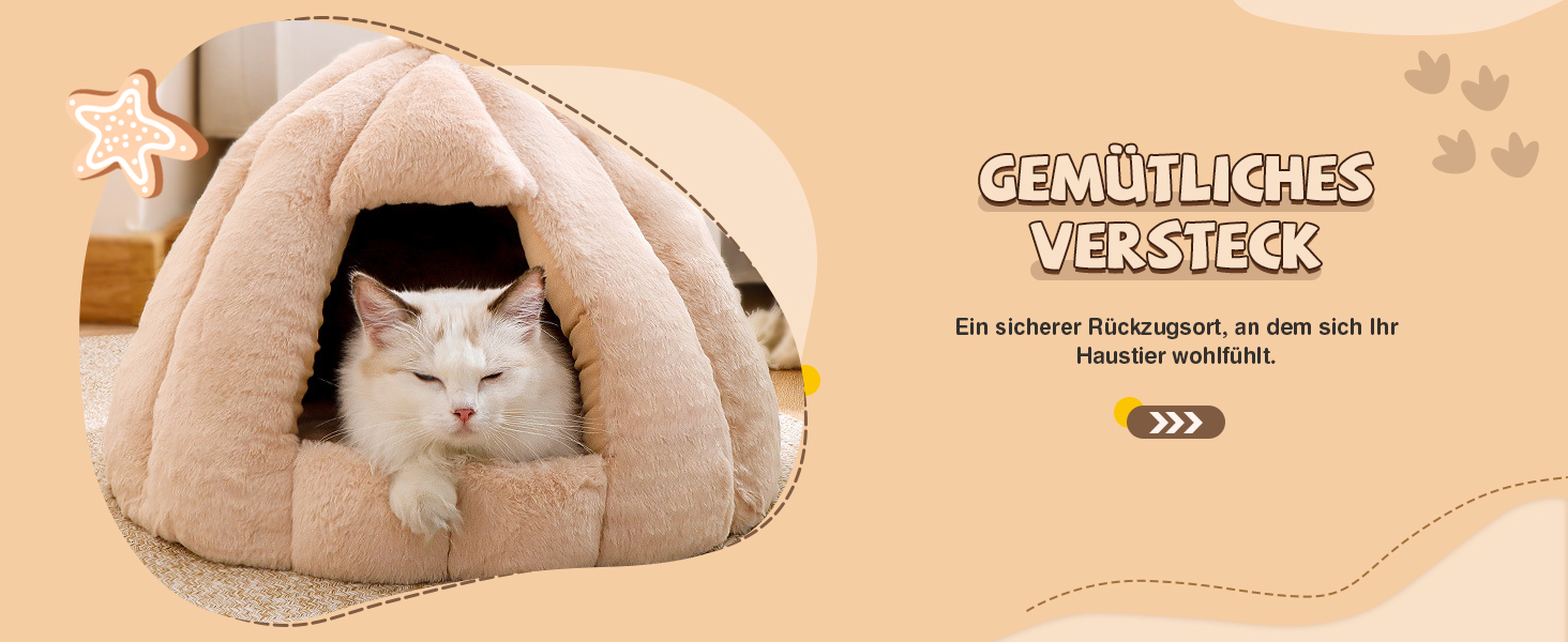 Кішка/Песик Іглу Будинок-Гніздо ALLSOPETS з Знімним Матрацом, Теплий та М'який Дім для Собак та Кішок (Сніжно-Білий, L)