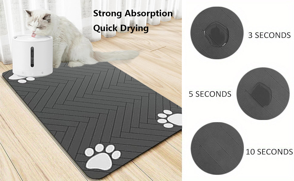 Килимок для годівлі котів та собак, супер вбираючий, неслизький, 40 x 60 см (темно-сірий)