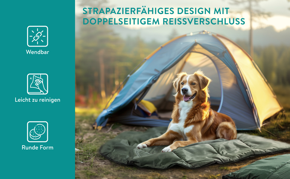 Навісний спальний мішок для собак Navaris - килимок для собак, ізомат для активного відпочинку - м'яка ковдра для собак на вулицю - зелений