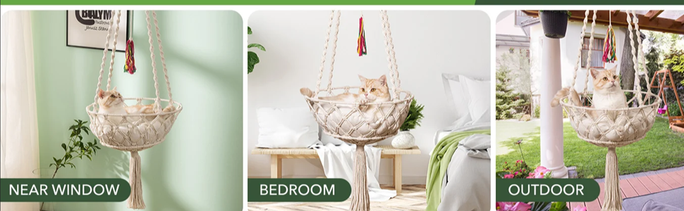 Гамак для кота Nicoone Katze, бавовна, підвісне ліжко для кота, гамак для вікна, гніздо для кота, підвісна котяча ліжечко, білий, 45 см