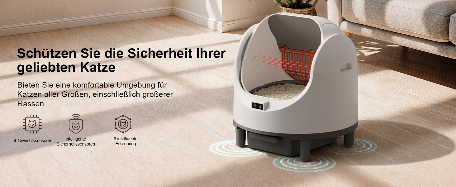 Автоматичний лоток для котів Katzenklo Selbstreinigend XXL 65L з керуванням через додаток, для 2+ котів, без запаху, з ситом