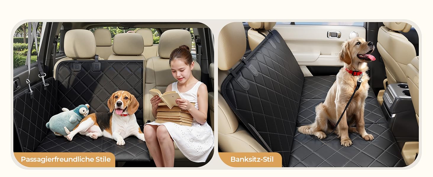 Килимок для собак у машину з жорсткою основою | Водонепроникний, антиковзний, захисний чохол на заднє сидіння авто | Килимок-матрас для собак XXL з 6 шарами та 2 фіксаторами для ременів безпеки