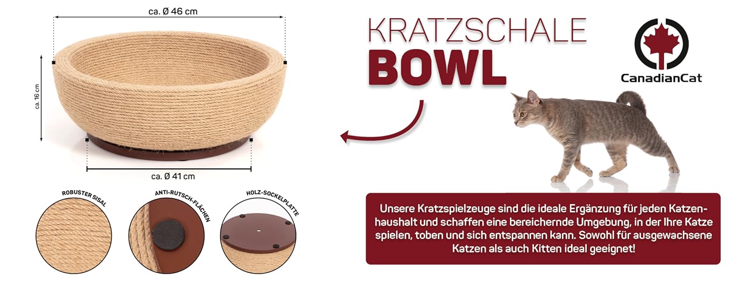 Котяча дряпальня з миски CanadianCat - лежанка з сизалю, 45x45x16 см