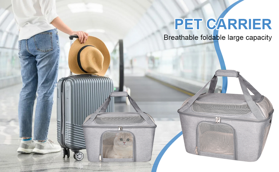 Транспортна переноска для котів та собак, складана переноска-мішок, переноска для тварин з регульованим плечовим ременем, схвалена авіакомпаніями