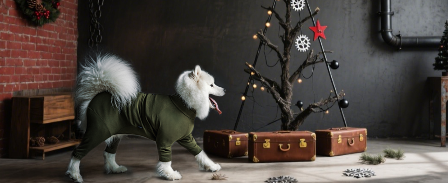 Комбінезон для собак OneTigris FUZZBUD, зелений, L: теплий, еластичний, для собак середніх та великих порід, захист від випадання шерсті, алергії, витікання, ран