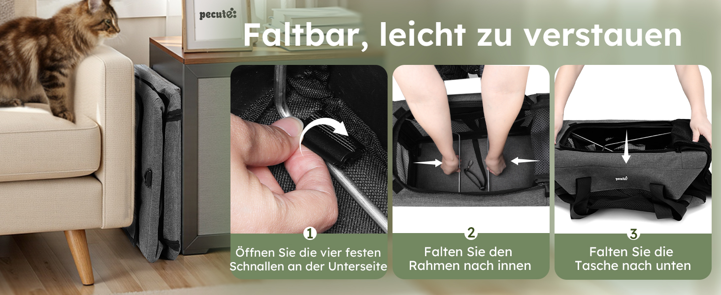Переносна переносна сумка для котів Pecute Katzentasche, XL, 47x33x30 см, сіра