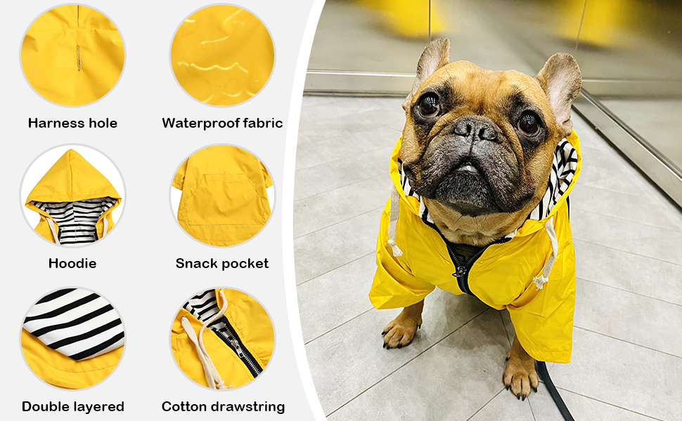 Преміум дощовик для собак Pethiy, водонепроникний дощовик з капюшоном, дощова куртка для собак, жовтий, M