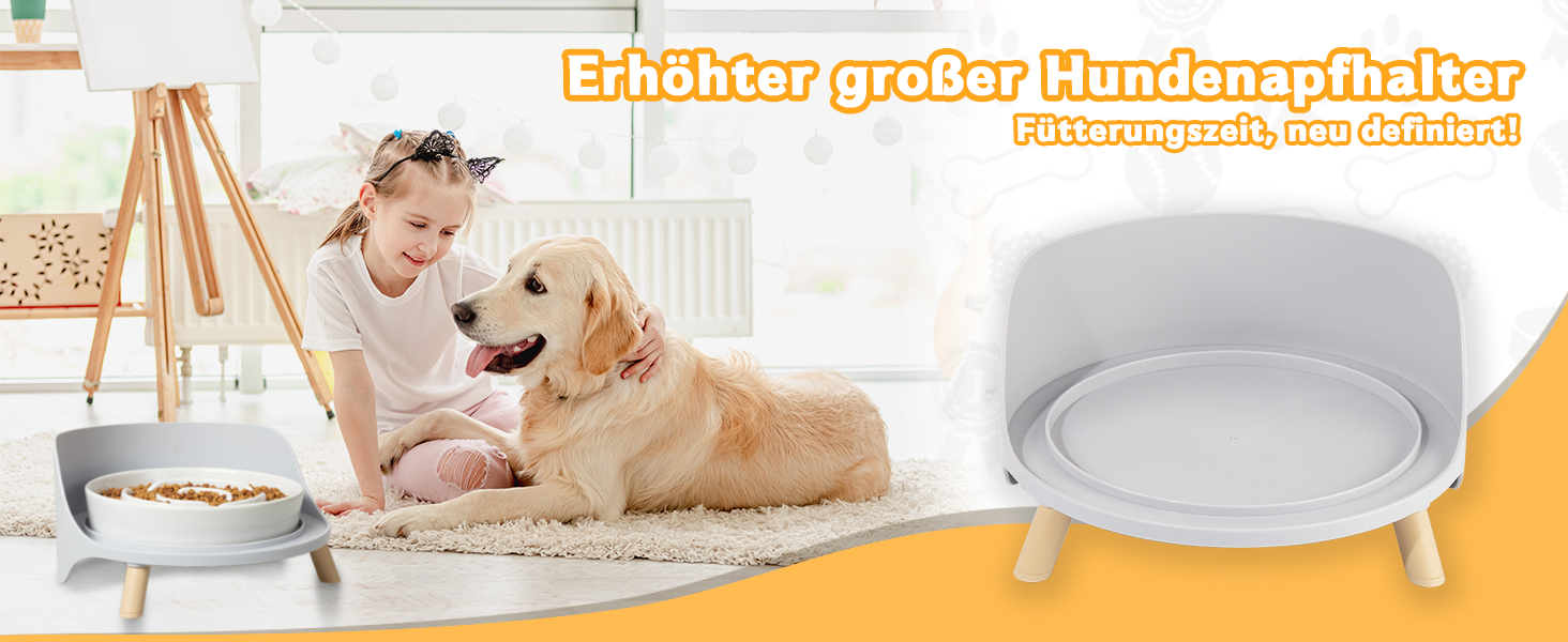 Підвищена стійка для великих мисок для собак - годівниця для середніх та великих собак - для мисок діаметром до 20,2 см - сірого кольору (миска не входить до комплекту) Large сірий