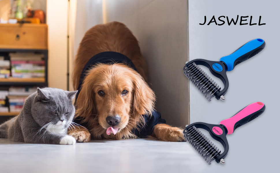 Буршлюк для собак та котів з середньою та довгою шерстю: вичісування підшерстка та розплутування - рожевий