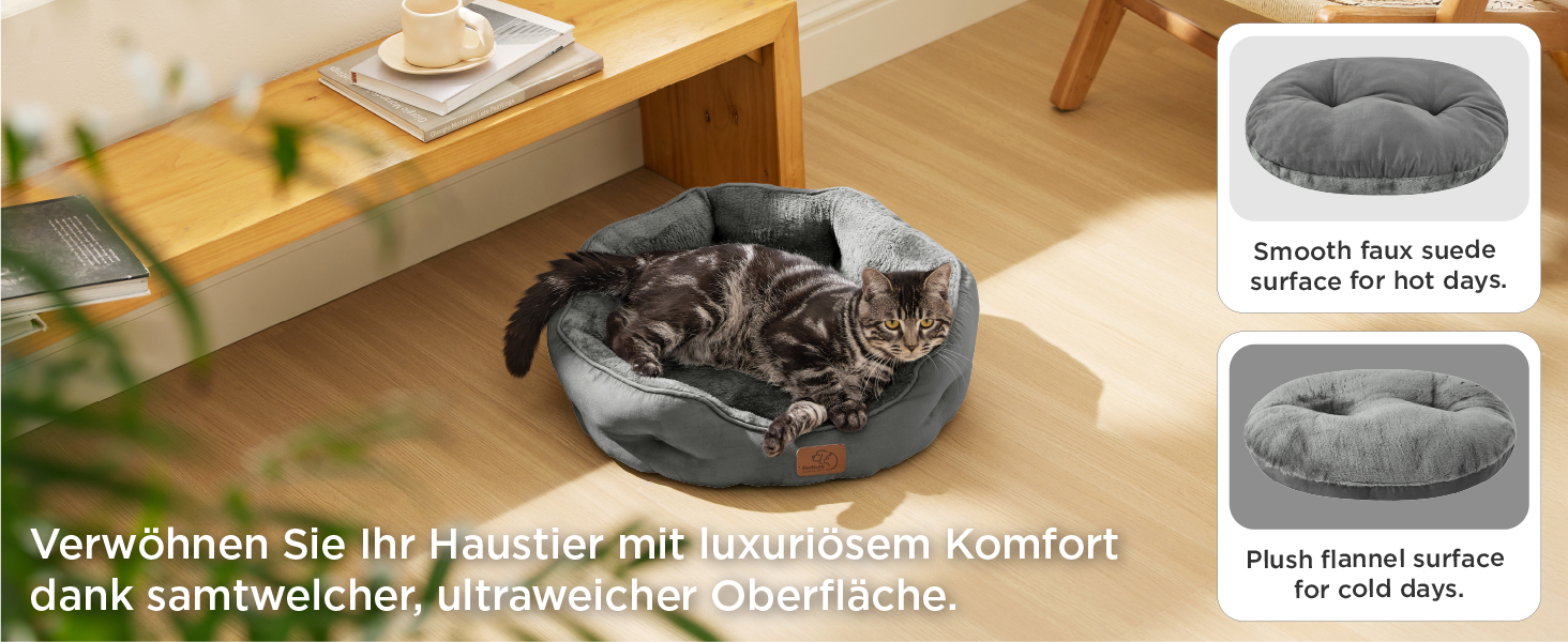 Ліжко для котів BEDSURE, рожеве, 51x48x15 см - м'яке, миється, для котів та маленьких собак