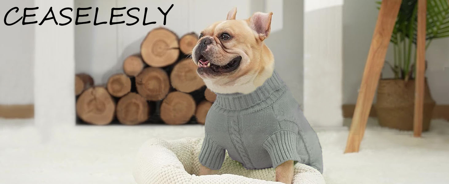 Пуловер для собак, теплий зимовий одяг з коміром-горловиною, м'який в'язаний пуловер для маленьких, середніх та великих собак (Сріблясто-сірий M)