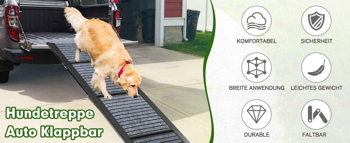 Рампа для собак у машину, складана, 160 см, з антиковзким покриттям, для легкових автомобілів, вантажівок та SUV, до 90 кг