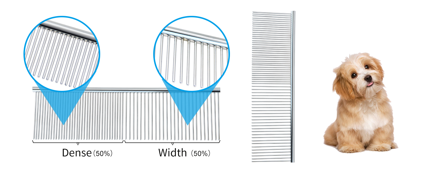 Гребінець для собак Andiker з нержавіючої сталі, щітка для догляду за шерстю, підходить для малих, середніх та великих тварин, котів, коней (L) Large