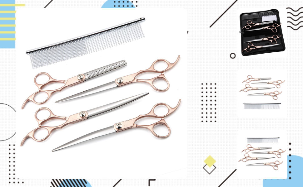 Набір ножиць для витончення шерсті собак Geib (22 шт.) - професійний набір для грумінгу