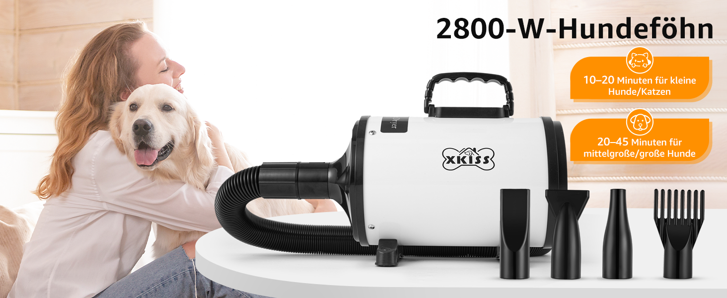 XKISS Професійний набір для грумінгу собак 2800W: машинка для стрижки, фен та пилосос для шерсті
