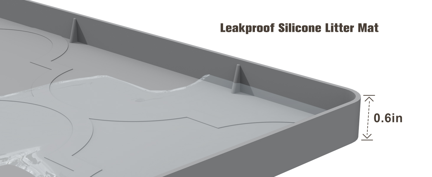 Силіконова килимок під лоток для котів, 86x56 см, вологостійкий, легко чиститься, не слизький, сірий