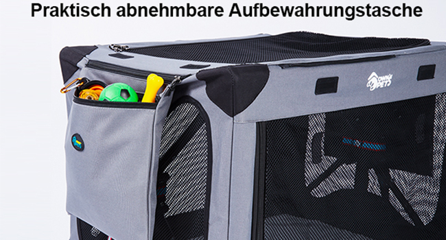Складаний бокс для собак Ownpets L 81x58.4x58.4 см, переноска з водонепроникної тканини, з додатковою сумкою для зберігання