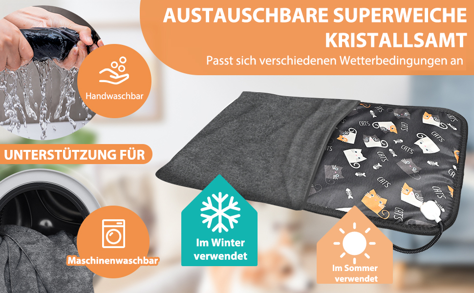 Грілка для котів та собак 70x45 см з терморегулятором, вологостійка, з таймером, 2 чохли сірого кольору