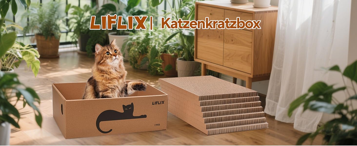 LIFLIX Дряпальня для котів з будиночком, 7 шт. з гофрокартону, міцна, 42×32×15 см