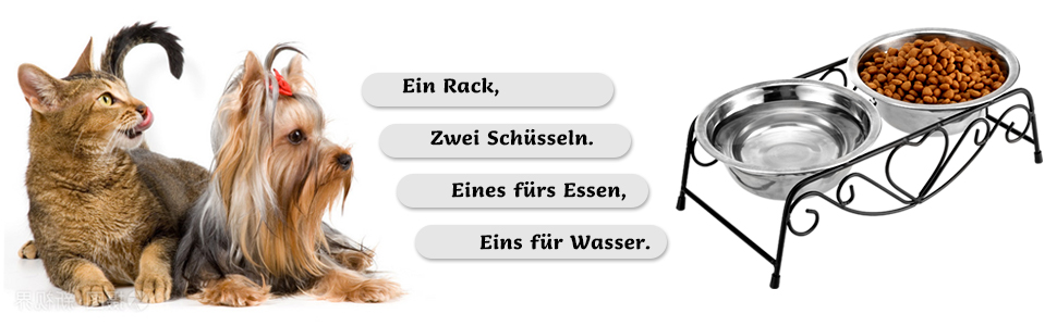 Набір мисок для котів та собак, підняті миски з нержавіючої сталі, 2 шт.