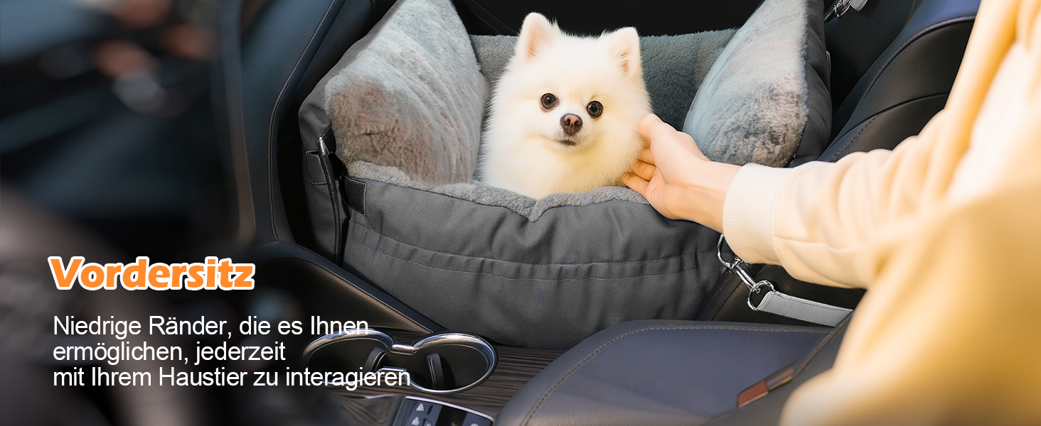 Автокрісло для собак 3-в-1 з розкладним ліжком – переносна автолюлька для маленьких собак, з м'яким матрацом, для переднього або заднього сидіння, внутрішнє та зовнішнє використання (02-Сірий)